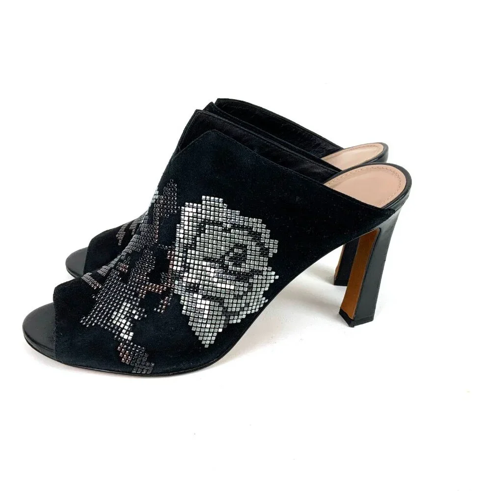 Donald J Pliner Elora Suede Brocade Mule in Black Sz 9M - Picture 2 of 16